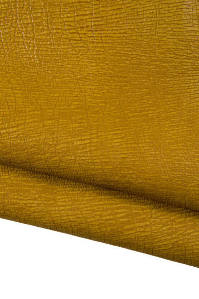 Pelle rustica stampa simil ELEFANTE, vitello morbido giallo ocra e marrone, pellame vintage 1.5 - 1.7 mm