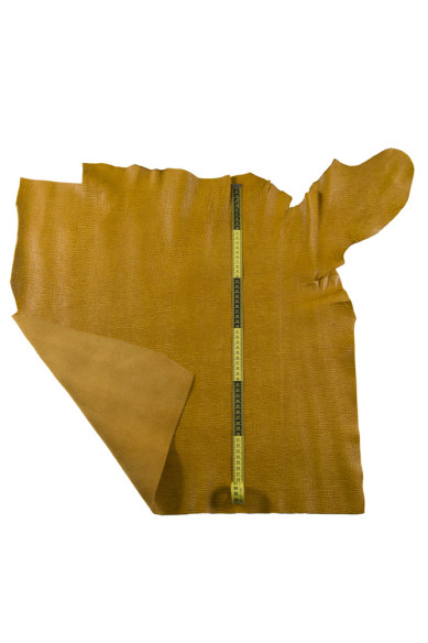 Rustic ELEPHANT like embossed leather hide, ochre yellow brown soft animal printed cowhide, vintage light brown calfskin