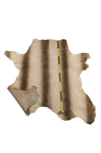 Pelle di cavallino STAMPA coccodrillo, vitello pony motivo a strisce, pellame di lusso per artigianato