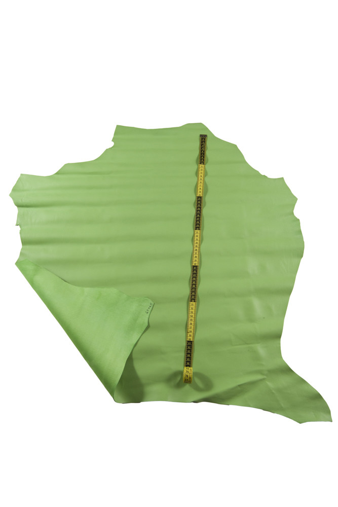 Pea GREEN smooth leather hide, soft...