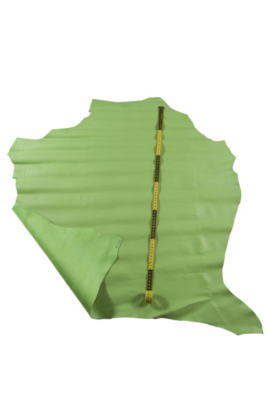 Pea GREEN smooth leather hide, soft semi glossy nappa skin ideal for footwear, clothing and crafting projects