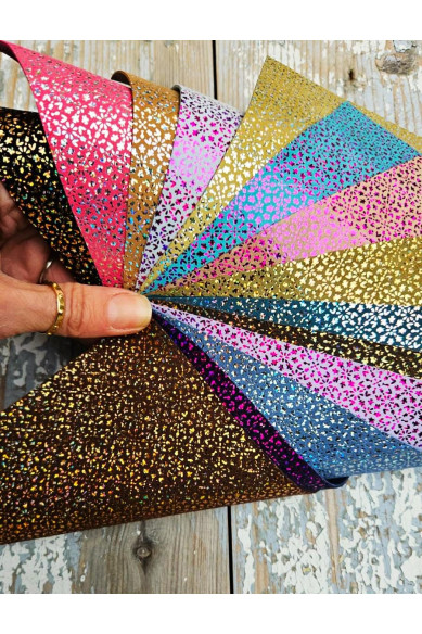 15 Leather scraps, multicolor GLITTER sparkles tones, random selection , 15 remnants selected from the colors of the photos