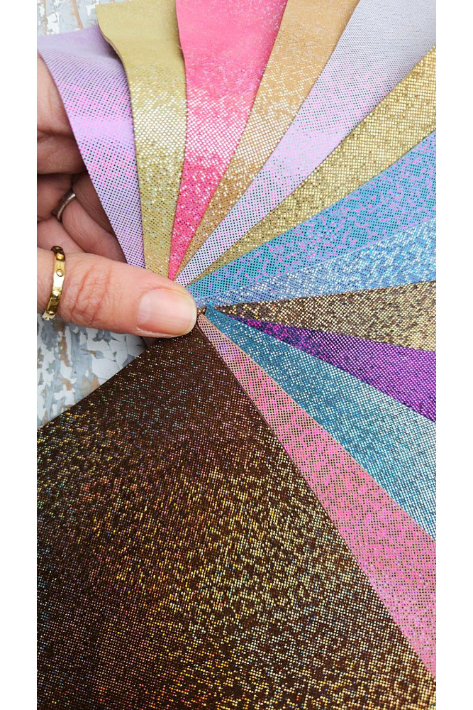 15 Leather scraps, multicolor GLITTER...