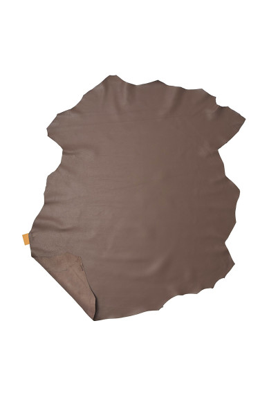 Mud brown NAPPA leather skin, soft semi glossy sheepskin hide, 0.8 - 0.9 mm for garments and crafting