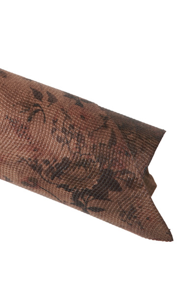 FLORAL printed leather skin, brown, grey, GEOMETRICAL embossed goatskin with flower pattern, soft, textured skin 0.7-0.9 mm