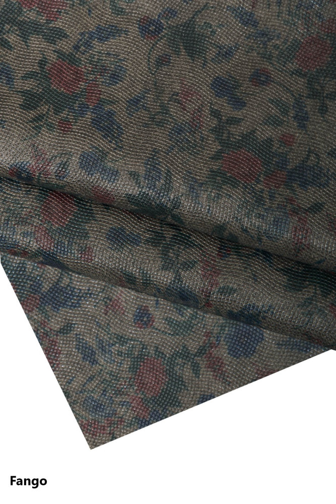 FLORAL printed leather skin, brown,...