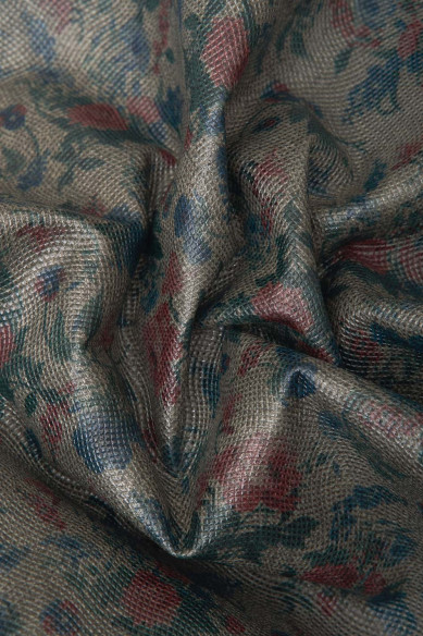 FLORAL printed leather skin, brown, grey, GEOMETRICAL embossed goatskin with flower pattern, soft, textured skin 0.7-0.9 mm