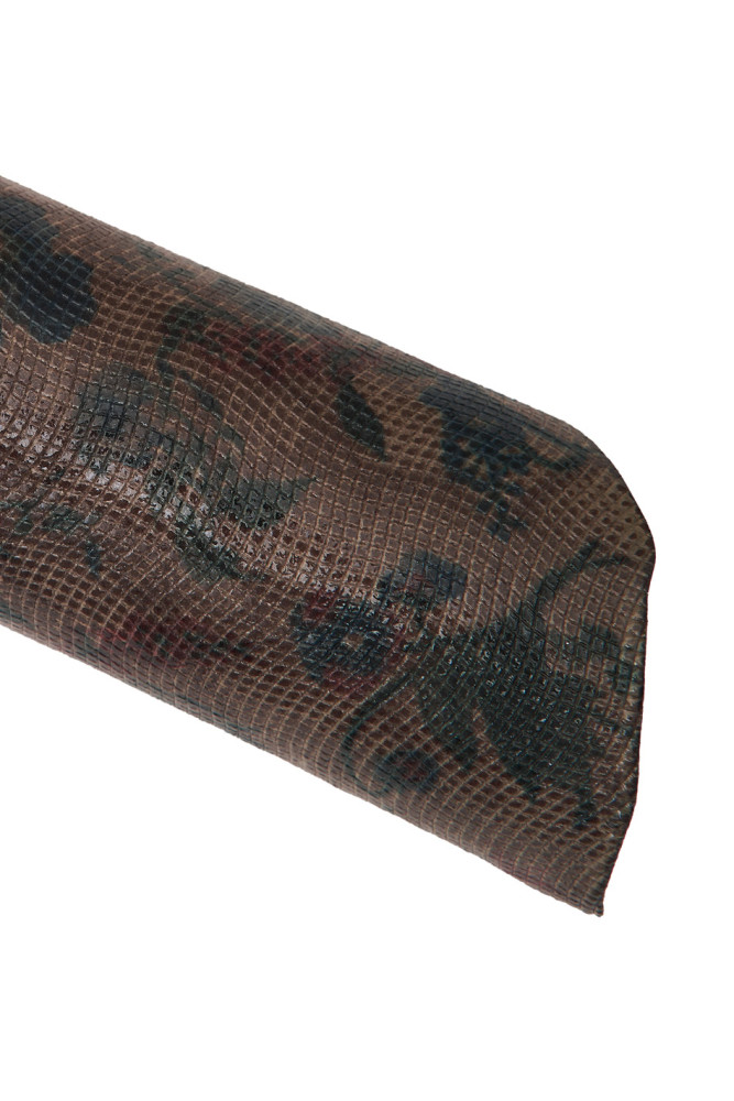 FLORAL printed leather skin, brown,...