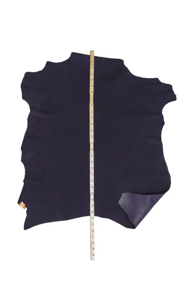 RAY printed leather skin, black blue FLOCK textured goatskin, soft animal printed suede hide, 0.9 - 1.1 mm