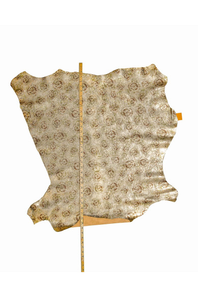 Pelle LAMINATA platino, capra metallizzata stampata, pellame luminoso stropicciato morbido per hobbisti