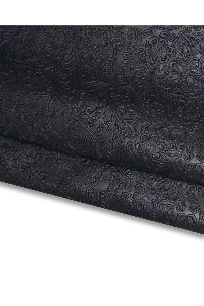 Black/Dark brown FLORAL embossed...