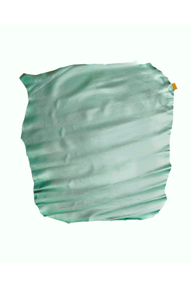 Pelle LAMINATA verde chiaro, pellame metallizzato liscio, capra lucida 0.9 - 1.1 mm per il fai da te