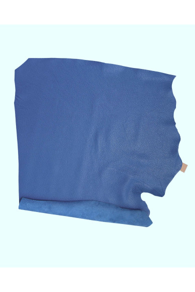 Vitello azzurro con GRANA dollaro, pellame blu chiaro stampato morbido, pelle italiana 1.6 - 1.8 mm per artigianato