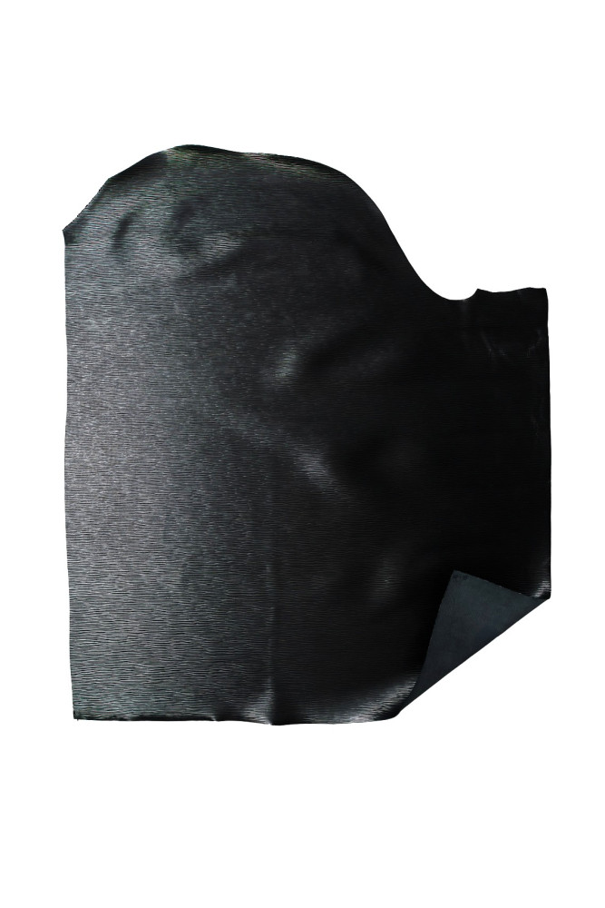 Black EMBOSSED cowhide, glossy stiff...