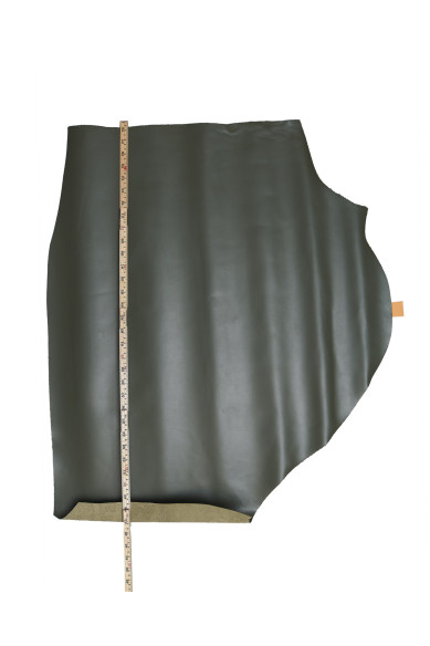 Military green SMOOTH leather hide, full grain glossy cowhide, genuine italian calfskin medium softness