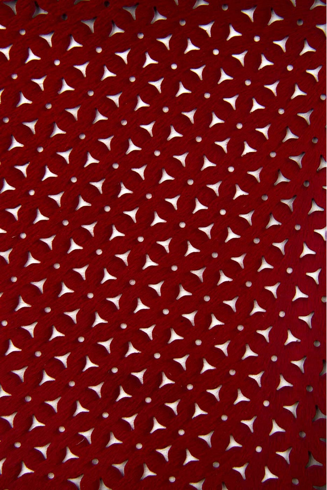 Red PERFORATED hair on leather hide,...