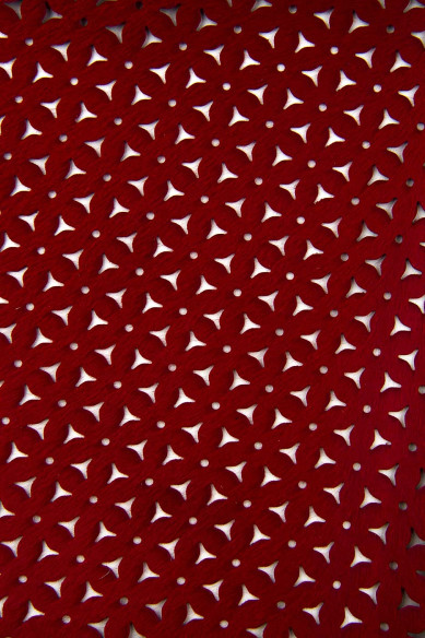 Red PERFORATED hair on leather hide, pierced pony calfskin, soft hairy cowhide for crafting