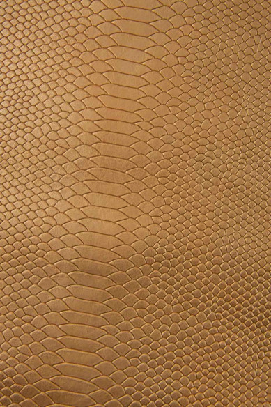 Pelle stampa RETTILE arancio, capra laminata motivo serpente pitone, pellame metallizzato morbido