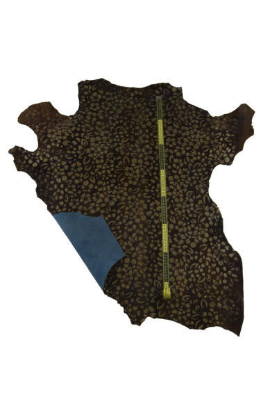 Pelle cavallino FLOREALE marrone beige, vitello pony stampa fiori per il fai da te