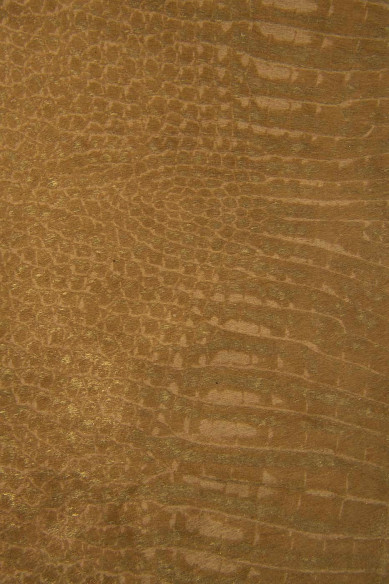 CROCODILE printed hair on leather hide, beige gold metallic animal textured pony calfskin