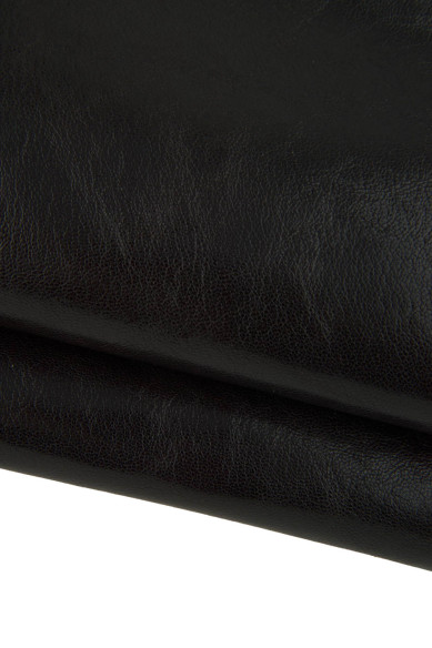 Dark BROWN leather skin, glossy wrinkled goatskin, sporty hide 0.9 - 1.0 mm