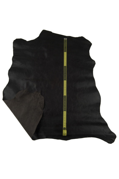 Dark BROWN leather skin, glossy wrinkled goatskin, sporty hide 0.9 - 1.0 mm
