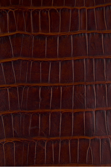 Reddsh brown CROCODILE embossed cowhide leather, animal printed calfskin, medium softness 0.7 - 0.9 mm