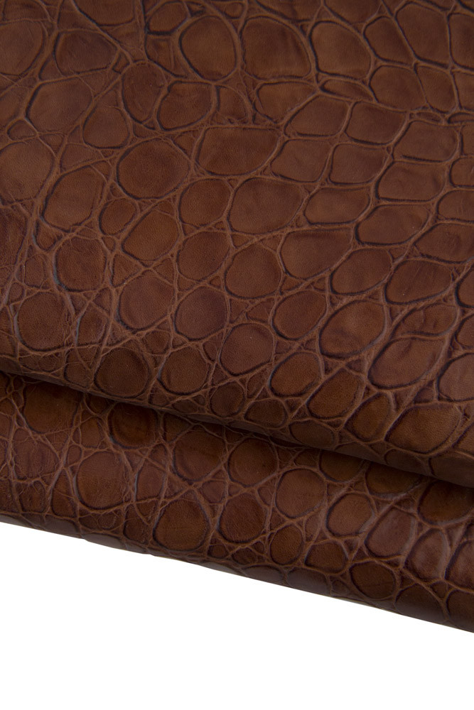 Pelle stampa COCCODRILLO marrone,...