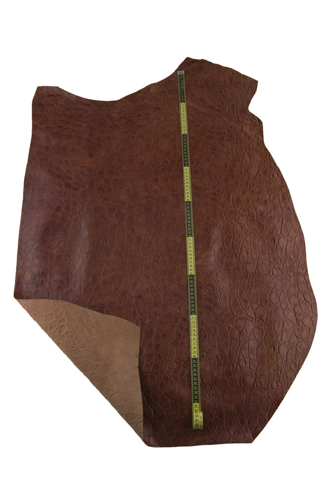 Brown CROCODILE embossed leather...