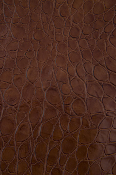 Pelle stampa COCCODRILLO marrone, vitello motivo animalier morbido lucido ideale per hobbisti