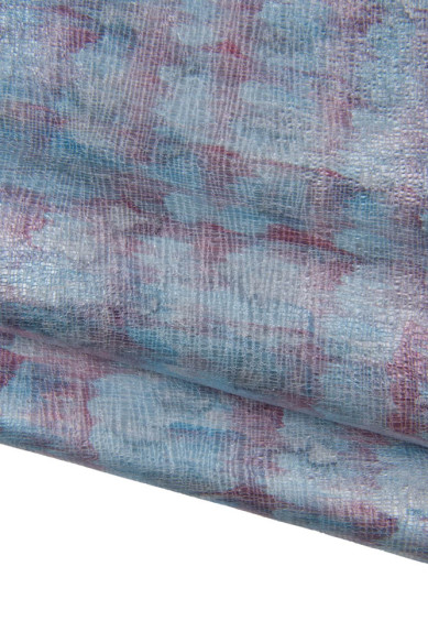 Pelle laminata rosa azzurro, capra metallizzata simil TIE DYE, pellame crackle morbido
