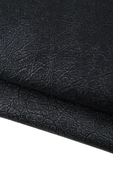 Pelle nero acciaio, capra metallizzata stampa ELEFANTE, pellame lucido morbido per il fai da te