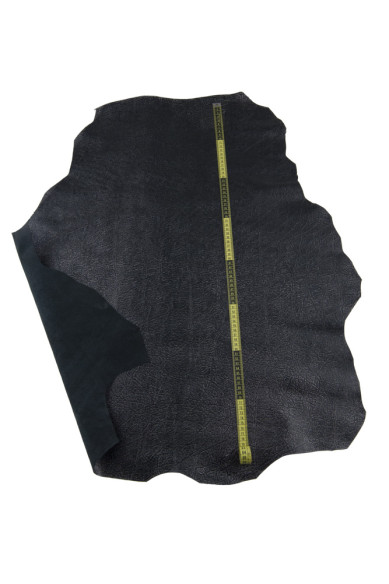 Pelle nero acciaio, capra metallizzata stampa ELEFANTE, pellame lucido morbido per il fai da te