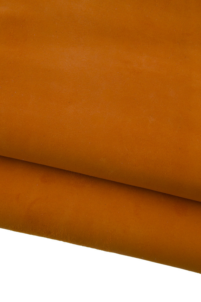 Orange SUEDE leather skin, bright...