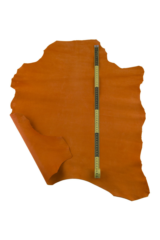 Orange SUEDE leather skin, bright...