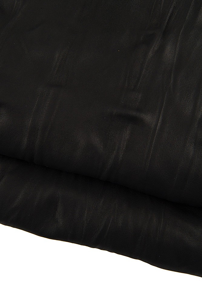 Black WRINKLED leather skin, semi...