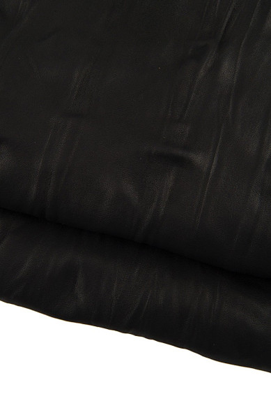 Black WRINKLED leather skin, semi glossy sporty soft goatskin, cortex like print on hide