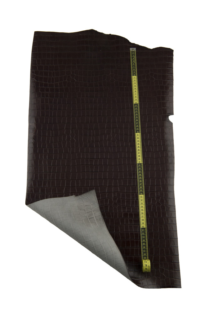 Pelle COCCODRILLO marrone, vitello...