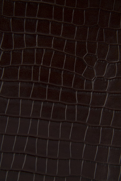 Brown CROCODILE embossed leather hide, animal printed glossy cowhide, calfskin 0.9 - 1.0 mm medium softness