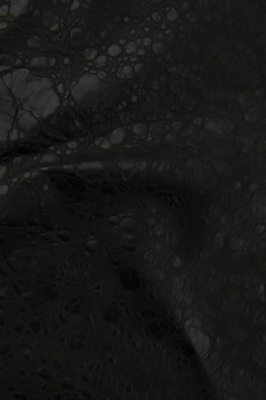 Black sporty leather skin, WASHED BUBBLE printed lambskin, soft nappa sheepskin with irregular grain