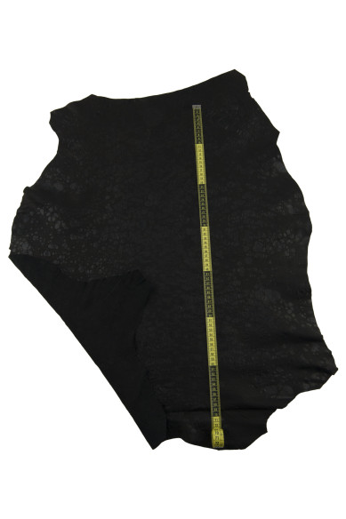 Black sporty leather skin, WASHED BUBBLE printed lambskin, soft nappa sheepskin with irregular grain