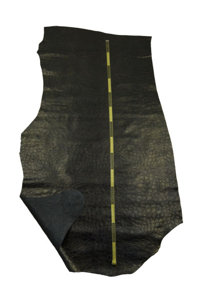 Pelle stampa ALLIGATORE bronzo, vitello laminato sfumato, pellame coccodrillo metallizzato morbido