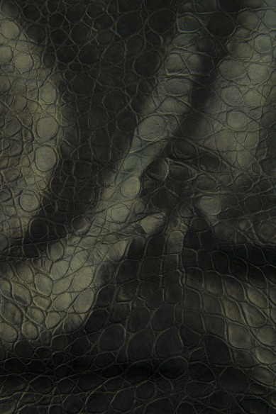 Pelle stampa ALLIGATORE bronzo, vitello laminato sfumato, pellame coccodrillo metallizzato morbido