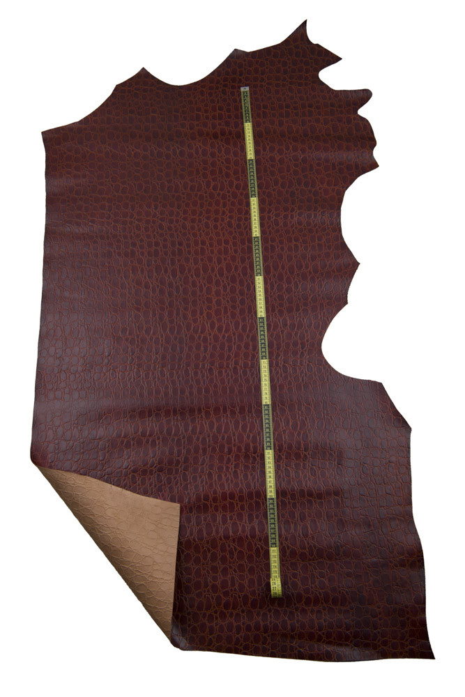 Reddish brown CROCODILE embossed...