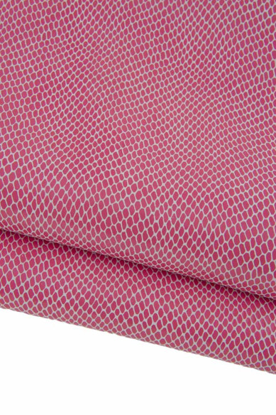 Pink PYTHON textured leather skin, reptile snake printed goatskin, soft hide ideal for hobbyists