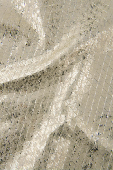 Light gold metallic leather hide, GEOMETRICAL printed goatskin, soft bleached skin