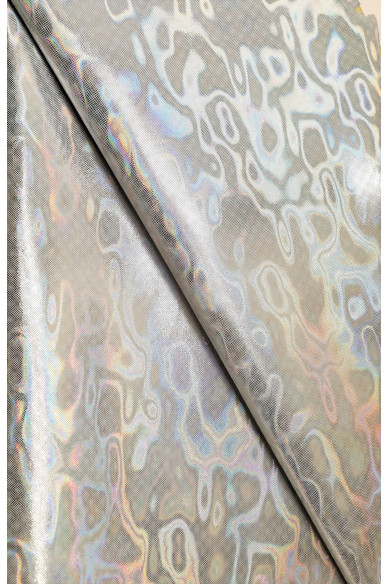 Pelle OLEOGRAFICA argento, capra laminata iridescente, pellame metallizzato 0.5/0.6 mm, ideale per hobbisti