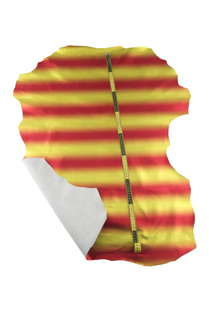 Pelle a RIGHE giallo rosso, capra...