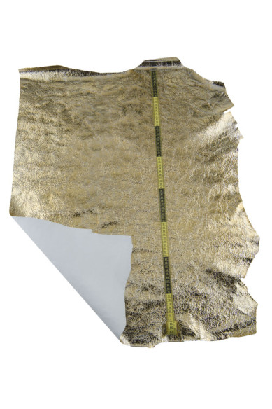 Pelle laminata oro stampa CRACKLE, capra metallizzata morbida, pellame dorato per artigianato