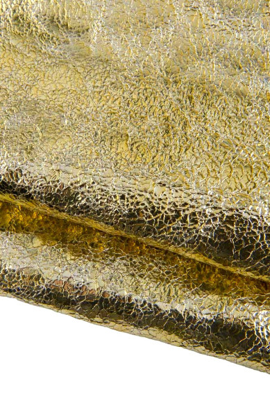 Pelle laminata oro stampa CRACKLE, capra metallizzata morbida, pellame dorato per artigianato